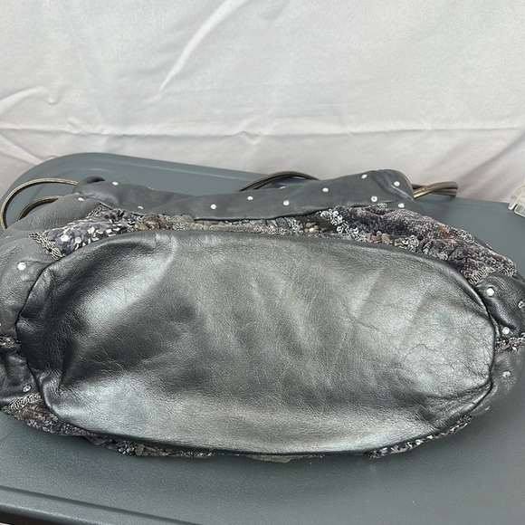 Rita Diana for Mylinka Gray and silver with crystals cinch leather purse bag - Picture 6 of 8
